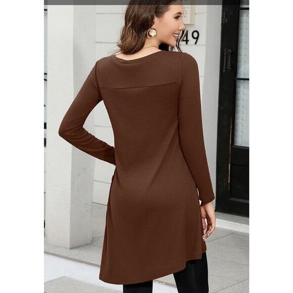 Brown High Low Tunic Dress Womens S Igenjun NWT - Picture 3 of 10